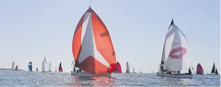  ?? ADRIAN LAM, TIMES COLONIST ?? Strong winds led to some new records and some broken masts during the 2023 Swiftsure Internatio­nal Yacht Race on May 27-28.