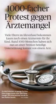  ?? FOTO: PIXABAY ?? Zu viele Patienten, zu wenige Termine. Eltern klagen immer öfter über Ärztemange­l. 955 Unterzeich­ner hat die Online-Petition bereits.