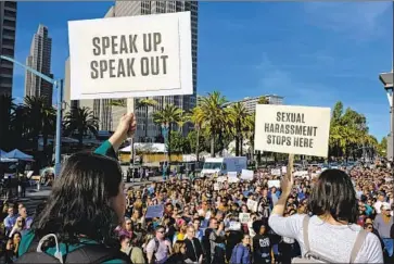  ?? Eric Risberg Associated Press ?? ANGER OVER a payout to an executive accused of sexual misconduct led Google workers to protest in San Francisco and elsewhere in 2018. The action gave rise to a series of worker-led movements in the tech industry.