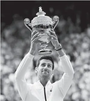  ??  ?? VICTORY took Novak Djokovic level with Bjorn Borg in fourth place on the all-time list of men’s winners at Wimbledon and increased his Grand Slam tally to 16 — 4 behind Federer. Andrew Couldridge, Reuters