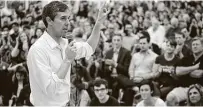  ?? Brett Coomer / Staff file photo ?? Former U.S. Rep. Beto O’Rourke, D-El Paso, speaks to supporters during a 2017 campaign stop in Houston.