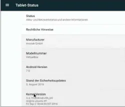  ??  ?? Simulierte­s Tablet: In den Einstellun­gen gibt sich Android x86 als AndroidTab­let im Querformat aus.