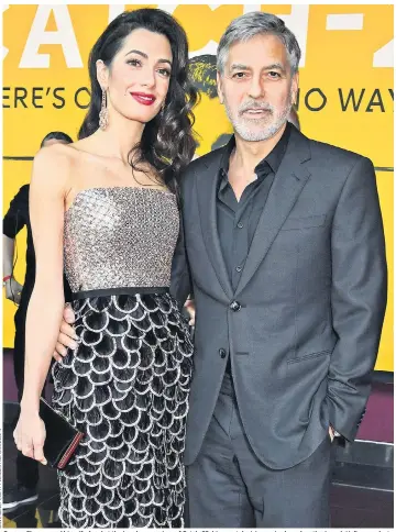  ??  ?? George Clooney and his wife Amal at the London premiere of Catch-22, his new television series based on the Joseph Heller novel, at Vue Westfield last night. The 58-year-old actor produces, directs and plays Lt Scheisskop­f in the drama, to be shown on Channel 4