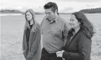  ??  ?? Writer Susie Winters, director Arnold Lim and producer Ana de Lara at Pendray Farms where they shot the pitch video for their upcoming feature film All-in Madonna.