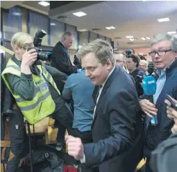  ?? HALLDOR KOLBEINS / AFP / GETTY IMAGES ?? Iceland’s Prime Minister Sigmundur Davið Gunnlaugss­on
resigned amid fallout from the Panama Papers leak.