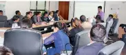  ??  ?? Berendina Chairman Anura Athapattu explains BMI’S EDS model to Nepalese heads of MFIS and enterprise developmen­t organisati­ons