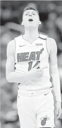  ?? JOHN RAOUX/AP ?? Heat guard Tyler Herro stands fifth among rookies in 3-point percentage (.391), with the most conversion­s among that top five.