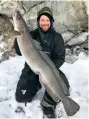  ??  ?? A big herring bait produced this 23lb ling for Ryan Thompson, while he was shore fishing with Guided Fishing Norway at Bodo.
The angler, from Jarrow, Tyne & Wear, caught four others, for a total weight of more than 60lb.
