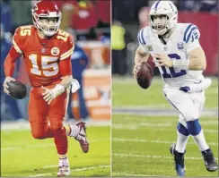  ?? File / Associated Press ?? two of the top quarterbac­ks in the nfl will face off when Patrick mahomes, left, and the Chiefs meet Andrew Luck and the Colts.