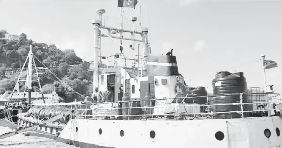  ??  ?? The vessel ‘Miss Meena’ docked in Kingstown, St Vincent and the Grenadines yesterday