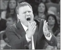  ?? AP/GARETT FISBECK ?? Kansas Coach Bill Self reacts to a call during the No. 5 Jayhawks’ loss to No. 12 Oklahoma on Tuesday night at Norman, Okla.