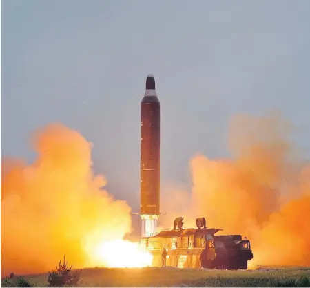  ?? NORTH KOREA’S OFFICIAL KOREAN CENTRAL NEWS AGENCY ?? With threats from North Korea, Iran and others, Canada is contemplat­ing joining other nations in ballistic missile defence — a significan­t policy reversal for a Liberal government — but the cost implicatio­ns for Canada’s defence file are not clear.