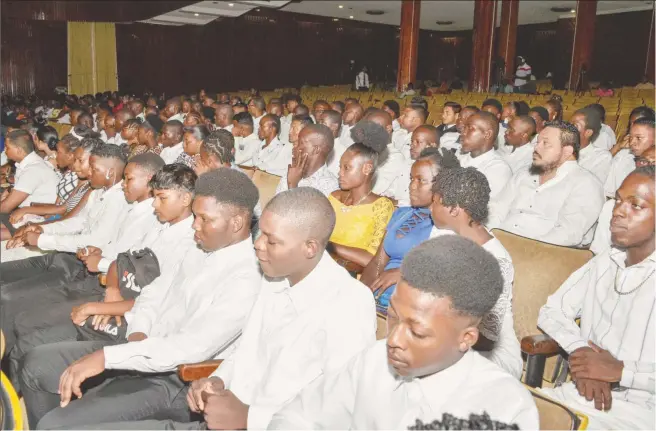  ??  ?? Graduates of the Board of Industrial Training’s National Training Project for Youth Empowermen­t Programme. (Ministry of the Presidency photo)