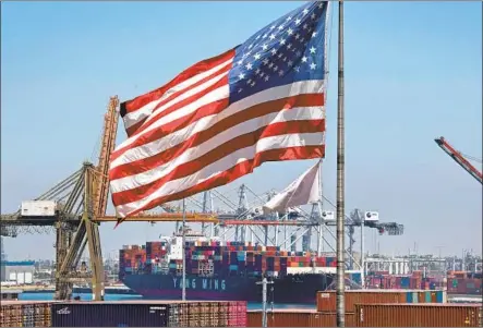  ?? Mark Ralston AFP/Getty Images ?? LONG BEACH is one of the main ports of entry for good from China. Trump’s announced tariffs would target many consumer goods.