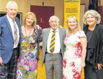  ??  ?? All smiles EKSC treasurer Bob Anderson, Linda Fabiani MSP, Angus McConnell, Dr Lisa Cameron MP and Danish guest Lolan Ottesen