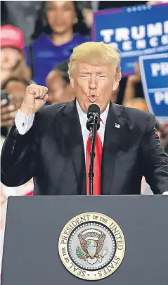  ?? Picture: PA. ?? Donald Trump speaks at a rally in Harrisburg.