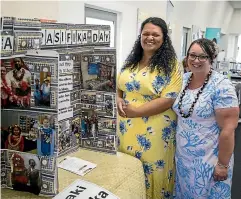  ?? JOHN BISSET/STUFF ?? Sandra Malama-Tuisaula, left, and Amy Dunbar, from Aoraki Pasifika, at the first Social and Educationa­l Agencies Expo held at Craighead Diocesan School yesterday.