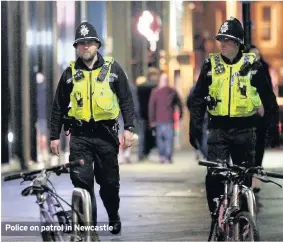  ??  ?? Police on patrol in Newcastle