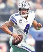  ??  ?? POINT TO PROVE: Cowboys’ Dak Prescott