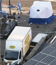  ??  ?? Suicidal: Darren Osborne, and, right, the van at the mosque following the alleged attack