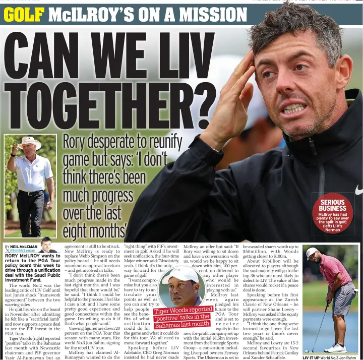  ?? ?? Mcilroy has had plenty to say over the split in golf; (left) LIV’S
Norman
LIV IT UP
World No.3 Jon Rahm SERIOUS BUSINESS