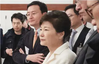  ?? (Reuters) ?? SOUTH KOREAN President Park Geun-hye meets with reporters at the Presidenti­al Blue House in Seoul on Sunday.