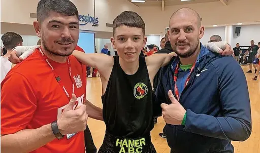  ?? ?? ●●Alfie Mckay alongside (left) former British and WBU World welterweig­ht champ Michael Jennings and the former British, European, Commonweal­th and WBC World Light-welterweig­ht Champ Derry Mathews