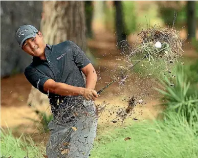  ?? GETTY IMAGES ?? Danny Lee hits out of the rough during his third round at The Players Championsh­ip in Florida.