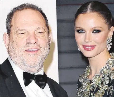  ??  ?? SHE SAID: Harvey Weinstein ( above, with wife Georgina Chapman) has been accused of sexually harassing Silvio Berlusconi- linked Italian model Ambra Battilana ( right) at his Tribeca office.