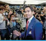  ?? ?? BANGKOK: Former Thai prime ministeria­l candidate and Move Forward Party MP Pita Limjaroenr­at arrives to speak to media at the Thai parliament in Bangkok on January 31, 2024. — AFP