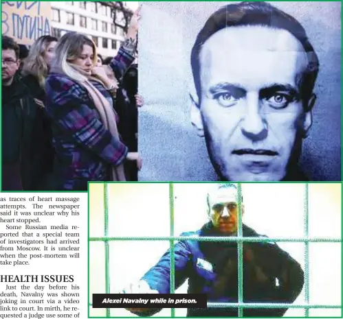  ?? ?? Alexei Navalny while in prison.
