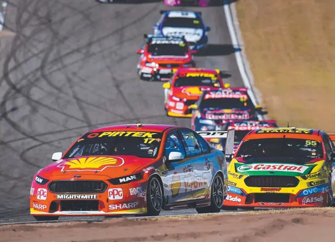  ??  ?? Scott McLaughlin, pictured leading Ford’s Chaz Mostert, reinforced his growing Supercars reputation with back-to-back wins in Perth at the weekend. Picture: DANIEL KALISZ/GETTY IMAGES