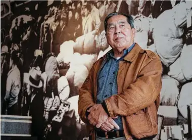  ?? Damian Dovarganes/Associated Press ?? Ron Wakabayash­i pauses at the Japanese American National Museum in Los Angeles. Japanese Americans got generation­al healing after 1980s hearings on Japanese internment during World War II in the U.S.