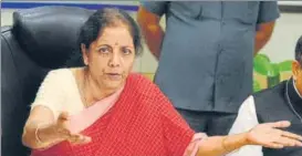  ?? RAMESH PATHANIA/MINT ?? ■ Nirmala Sitharaman met private bankers and financial institutio­ns on Thursday.