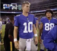  ?? JULIO CORTEZ — ASSOCIATED PRESS ?? Giants quarterbac­k Eli Manning did not play in preseason opener against Steelers on Friday.