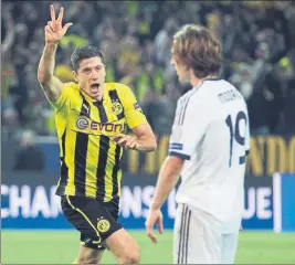  ??  ?? Lewandowsk­i le hizo al Madrid cuatro goles con el Dortmund en el 4-1 de 2013