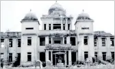  ?? ?? The Jaffna Library after the arson attack
June 1, 1981: The Jaffna Public Library housing almost 100,000 books is set on fire by mobs and four persons are killed, a day after two policemen are shot dead at a rally of the TULF in Jaffna.