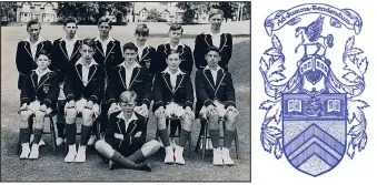  ??  ?? Past: A 1950s Morrison’s team and school badge with motto To Strive For the Highest