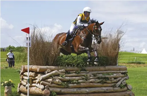  ??  ?? Andrew Hoy rides Bloom des Hauts Crets at the Tokyo test event in August 2019 to put the Sea Forest crosscount­ry course through its paces.