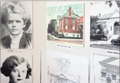  ?? Jeremy stewart ?? A display at the Hawkes library open house includes a photo of the first librarian, Alice Wray, and depictions of the building during its early years.