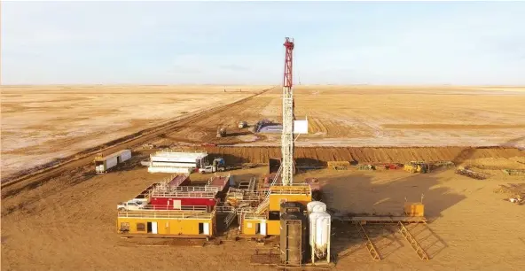  ?? DEEP ENERGY PRODUCTION ?? The site near Torquay, Sask., where Deep Energy Production crews drilled for hot sedimentar­y aquifers to power a proposed geothermal plant.