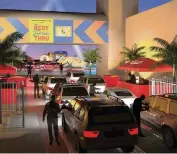  ??  ?? Servers will deliver food to guests in their cars at the Resy Drive-Thru dining event at Mana Wynwood.