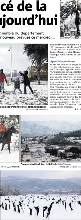  ?? (Photo Dylan Meiffret) (Photo Patrick Blanchard) (Photo P.Bl.) (Photo Jean-Marc Rebour) (Photo Hélène Dos Santos) ?? Paysage inhabituel dans le Golfe de Coup de froid sur les vignes dans le secteur de Saint-Tropez. Brignoles.