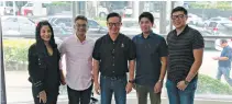  ??  ?? The Autohub team composed of (L-R) Owee Cruz, VP for Public Relations and Marketing; Sammy Montecastr­o, Triumph Motorcycle­s Philippine­s General Manager; Willy Tee Ten, Autohub Group president; Allen Pascual, Shelby Philippine­s general manager; and Wayne Tee Ten