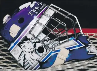  ?? JON HOWE ?? A goalie mask painted by artist Travis Michael will be auctioned off at tonight’s WHL game during Victoria Royals’ Downie Wenjack Fund Night that shines a light on Indigenous People.