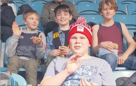  ??  ?? FUN AT THE ‘G’: From left, Koby Willmore, Clayton Brown, Max Rohrsheim from Horsham West-haven Primary School and front, Landon Gilbert, Horsham Primary School on a Lachie’s Legacy police trip to Melbourne.