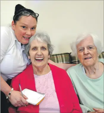  ?? 20_c27KCH02 ?? Care assistant Christine Stirling with Catherine Wareham and Catherine Reppke.