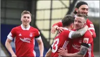  ??  ?? Jonny Hayes celebrates after the winger scored the only goal of the game