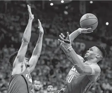  ?? Cooper Neill / Getty Images ?? When Russell Westbrook drives next season, the Rockets see him meeting less resistance because of spacing.