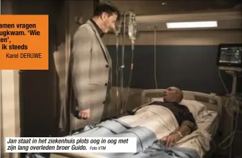  ?? Foto VTM ?? Jan staat in het ziekenhuis plots oog in oog met zijn lang overleden broer Guido.